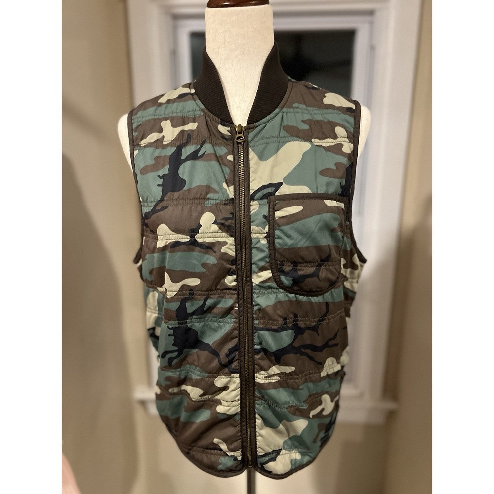 Denim And Supply Ralph Lauren Camo And American Flag Vest Small Petite Vintage